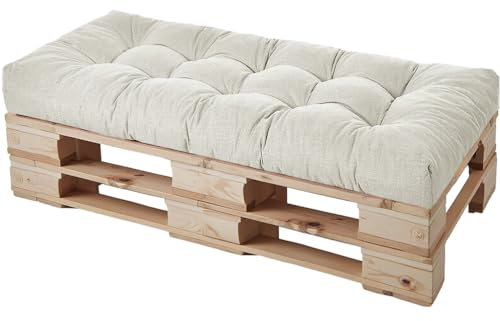 HJZPWB Tela de Lino Cojin Banco 8 cm de Grosor Cojines para Banco Estilo Capitoné Cojin para Banco Exterior Antideslizante Colchoneta Tumbona Grueso Cojin Sofa Exterior,Blanca,180 * 50 * 8cm