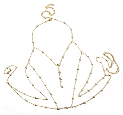 Cadena Corporal Para Mujer, Cadena Para El Vientre, Cadena Corporal Dorada, Cadena Sexy Multicapa Para La Cintura Del Vientre Para Sujetador Bikini, Joyería Corporal Con Diamantes Imitación