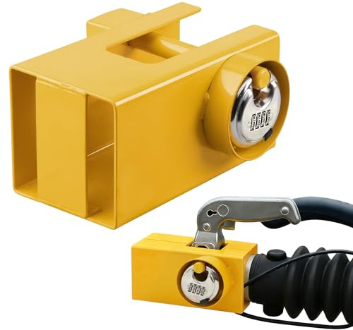Whemyreat Candado universal para remolque, antirrobo, acoplado y desacoplado, candado para motocicleta, caravana, antirrobo, color amarillo