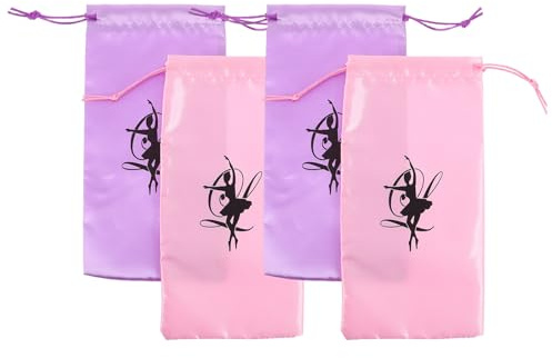 FOMIYES Borsa da Viaggio per Scarpe da Ballo in Raso Satinato 4 Pezzi Chiusura a Coulisse, Sacchetti Antipolvere Leggeri per Ballerine Ragazze, Organizer Protettivo per Scarpette