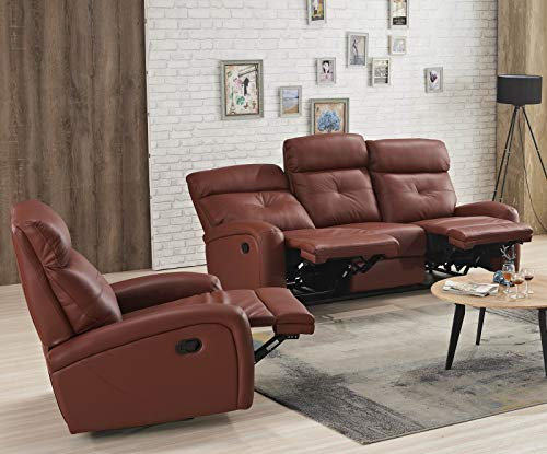 Mapo Möbel Voll-Leder Sofagarnitur Fernsehsofas Relaxsofas 5130-3+1-206
