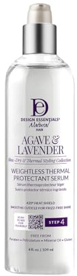 Design Essentials Agave & Lavender Weightless Thermal Protectant Serum – Lightweight Heat Protection for Hair, Smooths, Adds Shine & Reduces Heat Damage 109 ml
