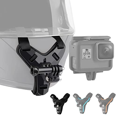 Lupholue Motorcykelhjälm hakrem montering kompatibel med GoPro Hero 13, 12, 11, 10, 9, 8, 7, (2018), 6, Hero Black, Insta 360, session, Xiaomi Yi, SJCAM (svart)