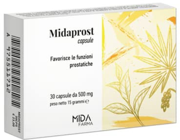 MIDAPROST Capsule | Serenoa Repens (Saw Palmetto) 320 mg, Tè Verde e Magnesio | Per trattamento e prevenzione di Prostata Ingrossata, Ipertrofia Prostatica Benigna e Prostatite | 30 Capsule