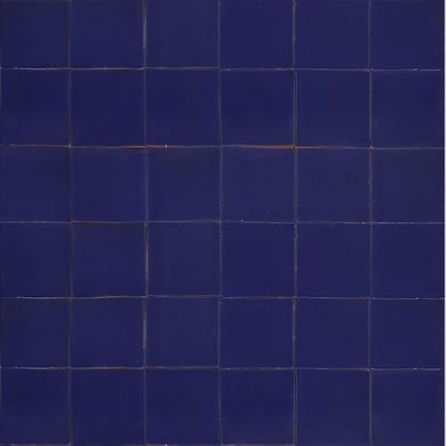 Cerames bleu carrelage mexicains unicolores Azul Cobalto - carreaux de céramique bleus mosaïque décorative pour salle de bain, douche, cuisine, terrasse Un paquet de 90 carreaux 10,5x10,5 cm