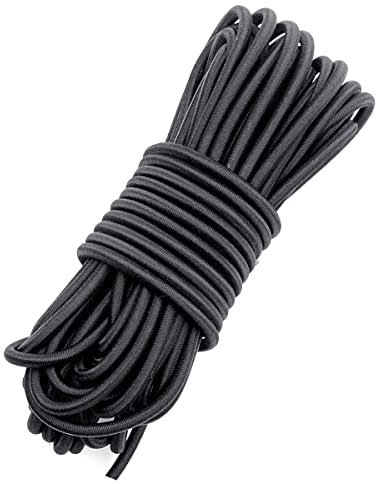 Fantasyon 4mm Black Elastic Cord 10 Meter 4mm Elastic String Bungee Cord Round Stretchy Cord Bungee Rope Multifunctional Drawstring Elastic for Backpack Tent Poles DIY Craft Projects Camping