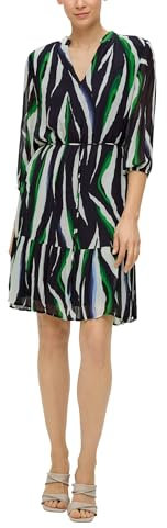 s.Oliver Damen 2142607 Volantkleid, 59A2 blau|Mehrfarbig, 38