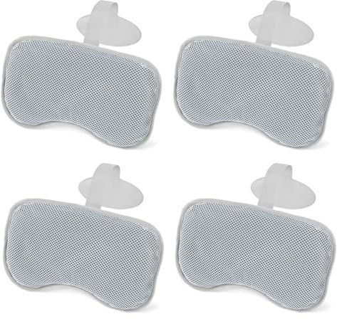 Bestway 4 Pack SaluSpa Padded Headrest Pillows with Adjustable Strap to Adjust Height, Washable Mesh Cover, Compatible with SaluSpa Hot Tubs, Gray