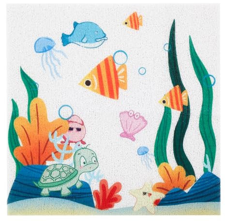 Duschmatte,Duschmatte rutschfest kinder,Weich Komfort Sicherheits Duscheinlage,Antibakterielle Badematte mit Ablauflöchern,Maschinenwaschbar Badewannenmatte Quadratisch rutschfest,60x60cm(U-Boot-Welt)