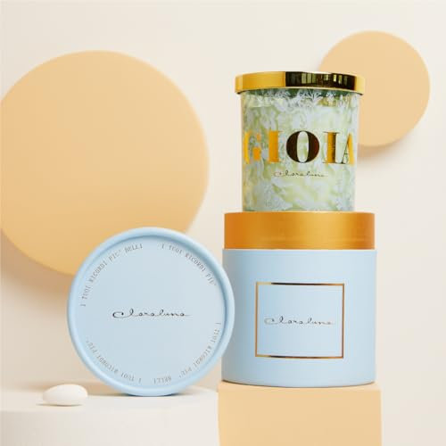 CLARALUNA Candela Profumata alla Lavanda in Barattolo, Bomboniera Matrimonio con Scritta Gioia, Confezione Elegante