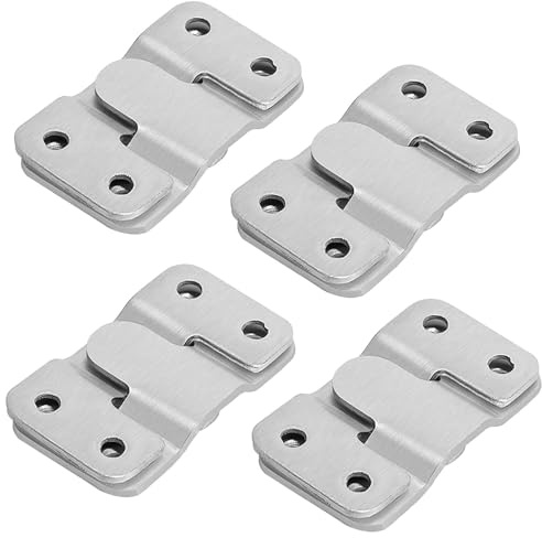 4 Pairs Headboard Wall Fixings Brackets, Flush Concealed Mount Bracket, Stainless Steel Heavy Duty Picture Hanging, Universal Furniture Connector Large Z Clip Brackets for Pictures Mirrors Frames