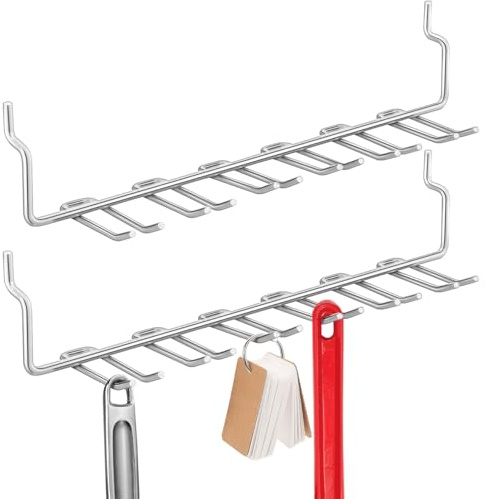 PRETYZOOM 2-Pack Multi-Prong Pegboard Tool Holder Hooks, Silver