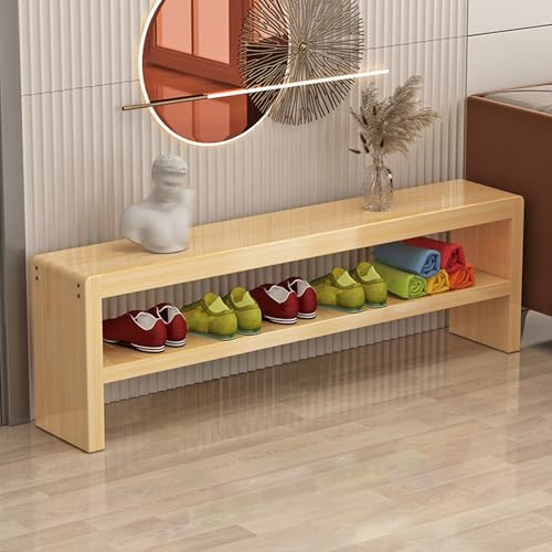 Banc Entree Rangement Chaussures Bois Massif Banc Bout de Lit Multifonctionnel Banquette Angle Planche Épaisse Bancs de Couloir pour Salon Chambre Salle À Manger(59.05in/150cm)