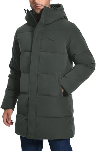 Pioneer Camp Herren Winterjacke Lang Winddicht Wasserdicht Warme Daunenjacke Winter Outdoor Parka Jacke mit Kapuze Dunkelgrün L