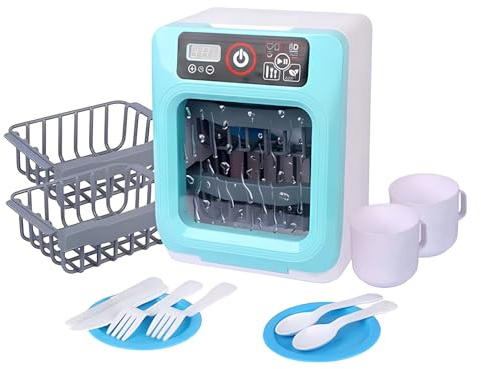 Lavastoviglie Giocattolo per Bambini Lavastoviglie Luci e Suoni Reali con Piatti Tazzine Posate Tasti Touch Display Funzionante Elettrodomestici Cucina Giocattolo Lavastoviglie Gioco per Bambini
