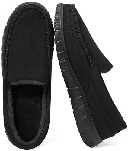 MIXIN Men's Moccasins Slippers with Sport Sole, Slip On Casual Comfortable House Shoes for Indoor & Outdoor