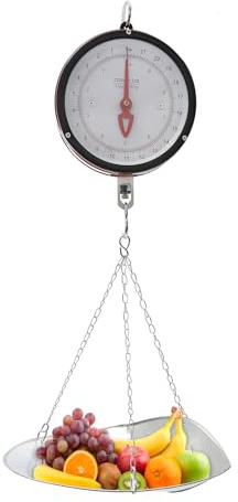 Double-Sided Hanging Scale 22lbs/10kg with Bowl Tray, Mechanical Kitchen Scale with 2 Units for Commercial/Home Use
