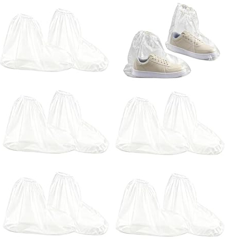 LEIHMMYAO 10 PCS Waterproof Shoe Covers Disposable, Transparent Non-Slip Overshoes for Men and Women – Lightweight Rain Protection for Walking, Commuting, Gardening & Outdoor Activities
