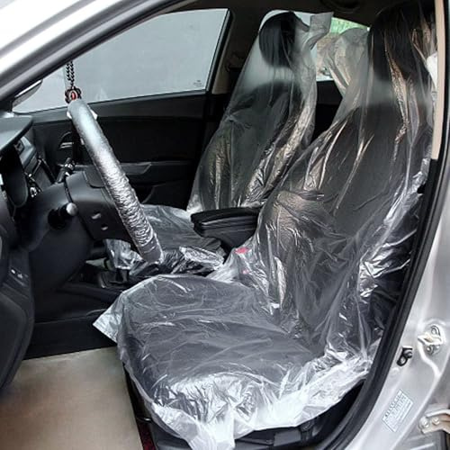 LANSKYLAN 100 Pezzi Coprisedili in Plastica per Auto 140x80cm Auto Coprisedili Trasparente Universale Coprisedile Auto Anteriore Impermeabili e Antipolvere Protezione per Seggiolino Au to