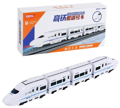 Giocattolo Treno a Catena Intelligente CRGANGZY, Modello di Alta Velocità Realistico con Treni in Sintonia, Treno Elettrico con Luci Flash per Bambini dai 3 Anni e Più, Treni a 4 Sezioni per Ragazzi