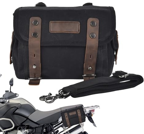 Borsa Da Sella Per Moto - Portaoggetti Per Sedile Posteriore In Tela Cerata Resistente, Borse Laterali Per Moto Universali Impermeabili, Borsa Da Sella Laterale Vintage Con Fibbia In Metallo | Robusto
