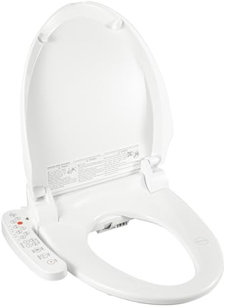 Smart Toilettensitz Bidet Sitz Weiß 250kg – Dusch WC Aufsatz mit 3-stufige Temperaturregelung, Elektrischer Toilettensitz Rund mit Überhitzungsschutz, Smart Dusch WC für Familie Bad