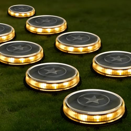Aigostar Luz solar jardín para suelo,8 lámparas LED para exterior con estaca,luz cálida 3200K,impermeable IP66,iluminación de suelo para exterior Luces led de exterior,decoración e iluminación