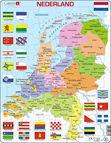 Larsen K53 Niederlande, Politische Karte, Niederländisch Ausgabe, Rahmenpuzzle mit 48 Teilen