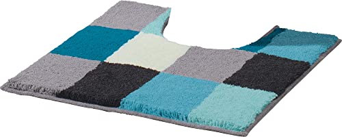 Erwin Müller WC-Umrandung mit Ausschnitt Kreta türkis Größe 50x50 cm, rutschhemmend - kuscheliger Hochflor, für Fußbodenheizung geeignet