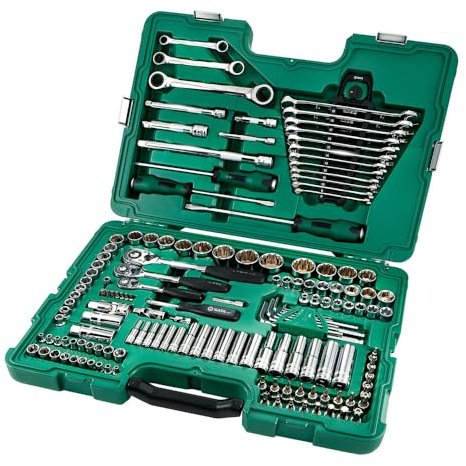 SATA ST09510SJ 150-Piece Metric/SAE Socket Wrench Set, 1/4”, 3/8” and 1/2” Drive, 6 and 12 Point, Polished, in Storage Case