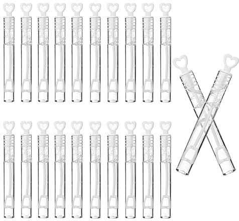 72 pcs Bubble Tubes Heart Shape Wands, Filler Bubble Solution - Party Bag Fillers for Kids Boys Girls - Bubble Wands for Weddings, Birthdays, Party Favours, Table Decorations