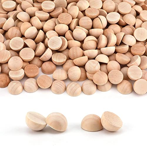 Luter 300 Pezzi 15mm Mezza Palle in Legno Naturale per Progetti Fai Da Te Arti per Bambini e Forniture Artigianali