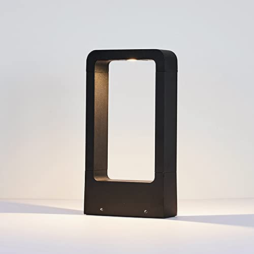 Topmo-plus noir Lampe de chemin Poteau de jardin / 7W LED Bridgelux COB aluminium Lanternes de chemin exterieur Yard Allée Patio 30CM 4000K Blanc naturel avec ancrage au sol
