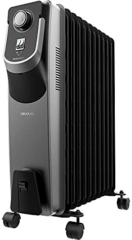 Cecotec Radiador Eléctrico de Aceite ReadyWarm 11000 Space 360 Black. 11 Módulos, Bajo Consumo, 2500 W, 3 Niveles, Recogecables, Tecnología 360, Sistema de Seguridad, 28 m2