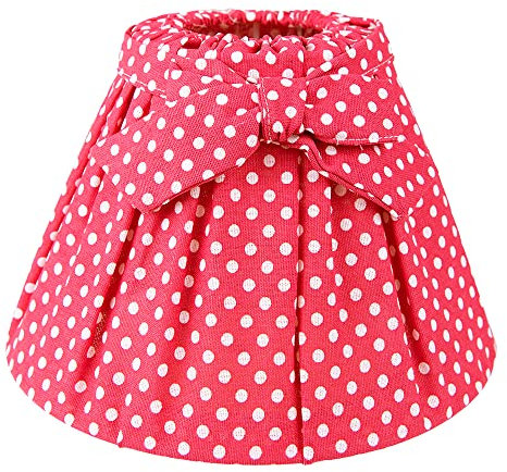 Clayre & Eef Lampenschirm Ø 25x16 cm Rot Weiß Baumwolle Synthetisch Punkte Stofflampenschirm