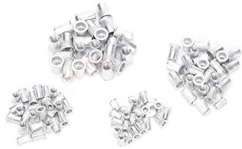SEAFRONT 100-teiliges Blindnietmuttern-Set, M4/M5/M6/M8 Aluminium-Nietmutter, Sechskant, ISO Metric (M4, M5, M6, M8), Klasse 2B, Silber, Aluminium