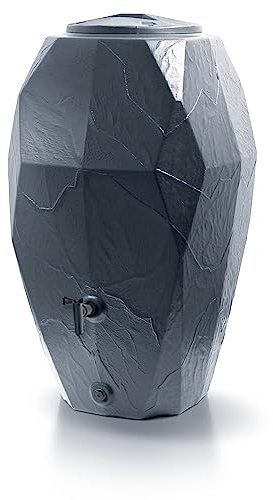 Depósito de agua de lluvia Canyon 310L | Ø68 x 117,7 cm | 2 puntos de fijación | Incluye grifo y sistema de recogida de agua | Cisterna de jardín | Color negro diseño moderno