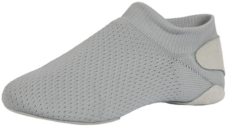 Linodes Unisex 019 Nylon Upper Leather Sole Slip-on Jazz Shoe for Women and Men's Dance Shoes-Grey 4M