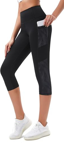 Flatik Pantalon de sport 3/4 pour femme, leggings opaque pour femme, leggings de sport pour femme 3/4, pantalon de fitness pour femme, leggings de course pour femme, XL
