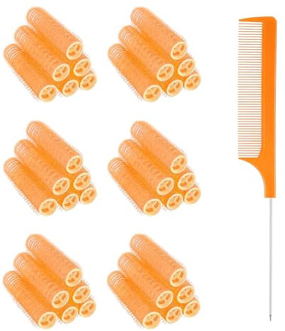 EUYKQNOI 36 Bigodini Auto Presa Piccoli per Parrucchieri Salone Rulli Ventilati Parrucchiere con 1 Pettine a Coda di Ratto Strumenti per Bigodini per Parrucchieri per Donna