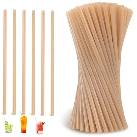 Sugarcane Straws, 100PC Biodegradable Drink Straw 7.8'' Disposable Compostable Straws for Hot Cold Drinks, Beverages, Coffee, Cocktail, Juice Home Favor, The Beach Party, Party Decoration and Supplies