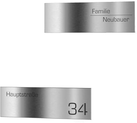 Graviers Design Placa de buzón de acero inoxidable para buzón, autoadhesiva, con grabado láser, 240 x 90 mm, diseño 1