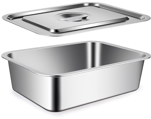 9x13 Baking Pan with Lid, 7.6Qt Large Lasagna Pan with Lid, 4 Inch Extra Deep Dish Baking Pan & Casserole Dish, Oven Safe Stainless Steel Roasting Pan for Family, Large Capacity Cooking