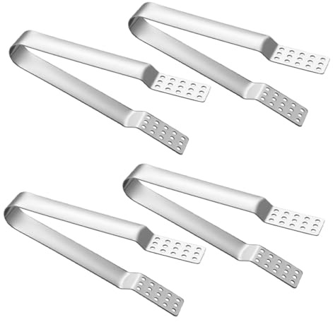 Hoement 4 Piezas Pinzas Exprimidoras de Acero Inoxidable para Bolsas de Té de Unidades Multifuncionales con Diseño Antiquemaduras Compactas para Sujetar Bolsas Infusores y Alimentos