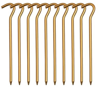 Markpinnar Campingpinnar, Tältspikar Aluminiumlegering 18cm Med Krok Paket Med 5/10 St Flerfärgade for Campinghängmatta(10PCS Gold)