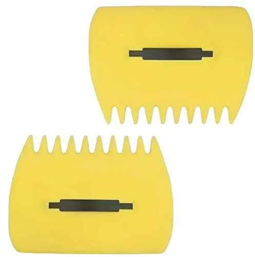 Lot de 2 râteaux de jardin en plastique jaune pour nettoyage efficace de la cour, collecte des feuilles, de l'herbe coupée et des déchets de jardin, 34 x 24,5 cm