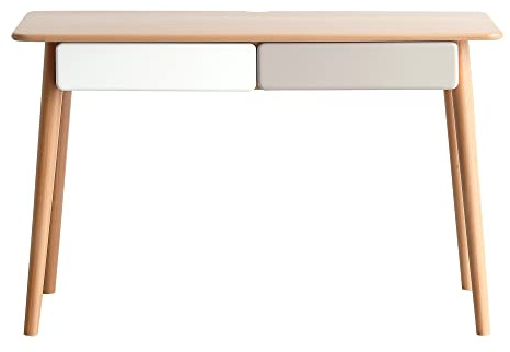 SUHYNIN 47 European Beech Wood Dresser Combo, Makeup Table with Rounded Corners, Dressing Desk with 2 Drawers for Home Office Use, Natural