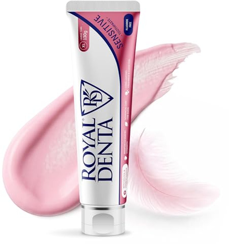 Royal Denta Fluoride Free Toothpaste for Sensitive Teeth & Gum 130g, Gentle Enamel Repair with Xylitol & Hydroxyapatite Remineralizing Toothpaste for Adults, Infused with Silver Particles