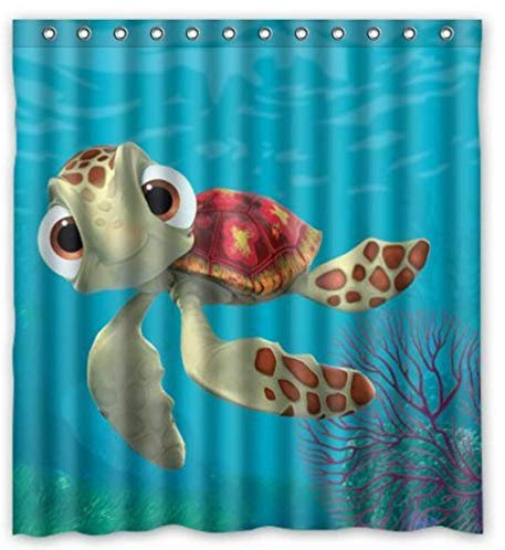 XZXMINGY Duschvorhang 3D 150 * 180cm Schildkröte, die Nemo Wasserdichten Badezimmer-Duschvorhang findet