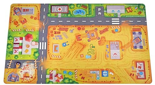 HuggyPlay Spielteppich Baustelle Kinderteppich 90 x 150 cm